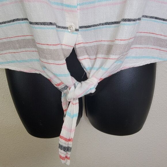 Weatherproof striped button-down Linen Blend Blouse top Size small - Picture 5 of 7
